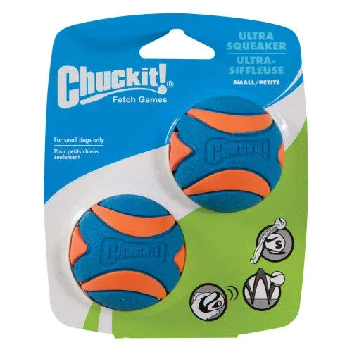 Chuckit! Ultra Squeaker Balls Dog Toy Blue/Orange 2pk SM - Image 2