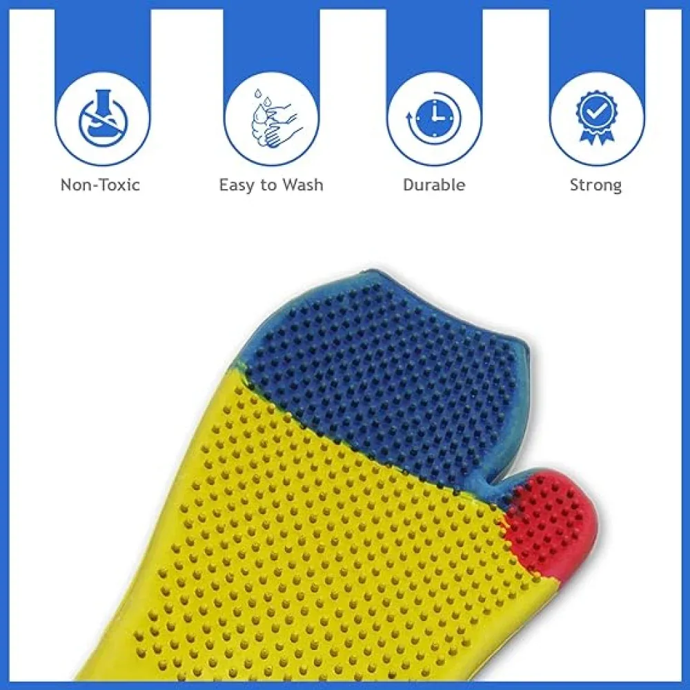 Chullbull Bathing and Grooming Gloves for Dogs and Cats (Yellow) - Image 2