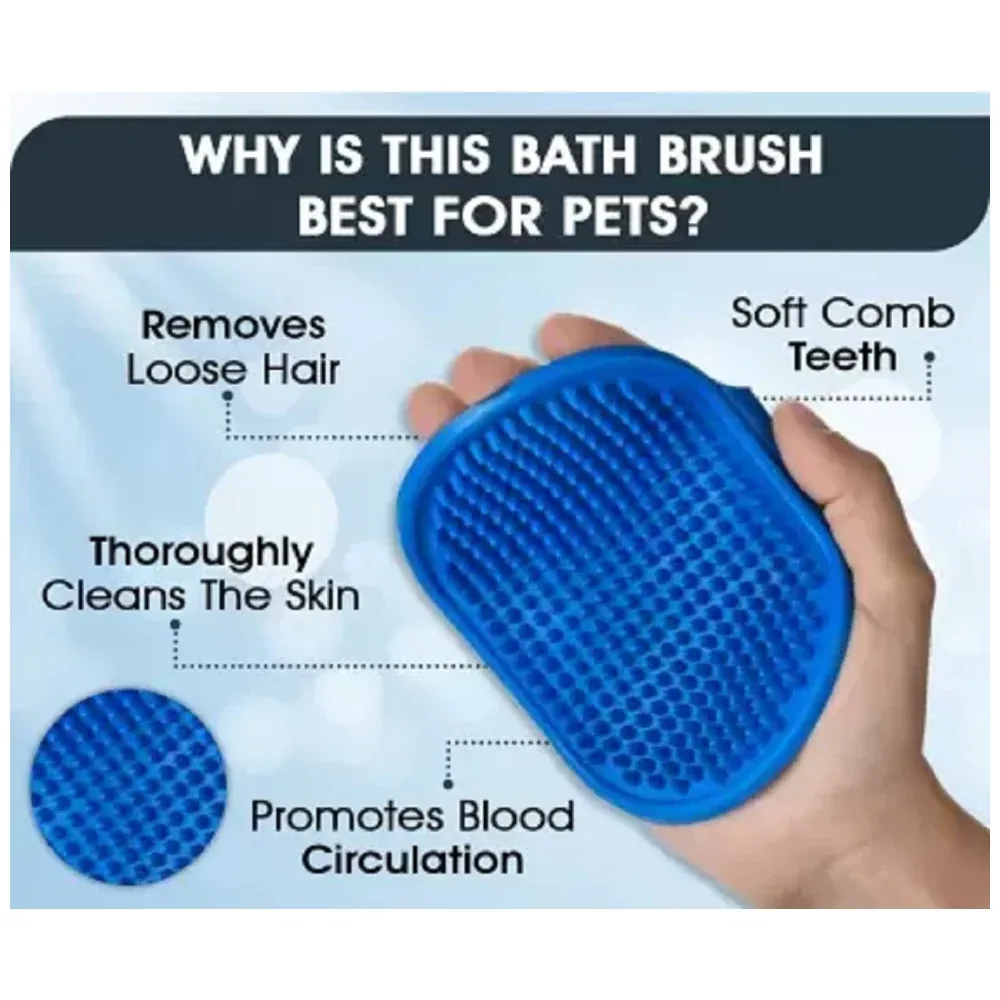 Chullbull Rubber Bristles Hand Brush Comb for Dogs (Red/Blue) - Image 2