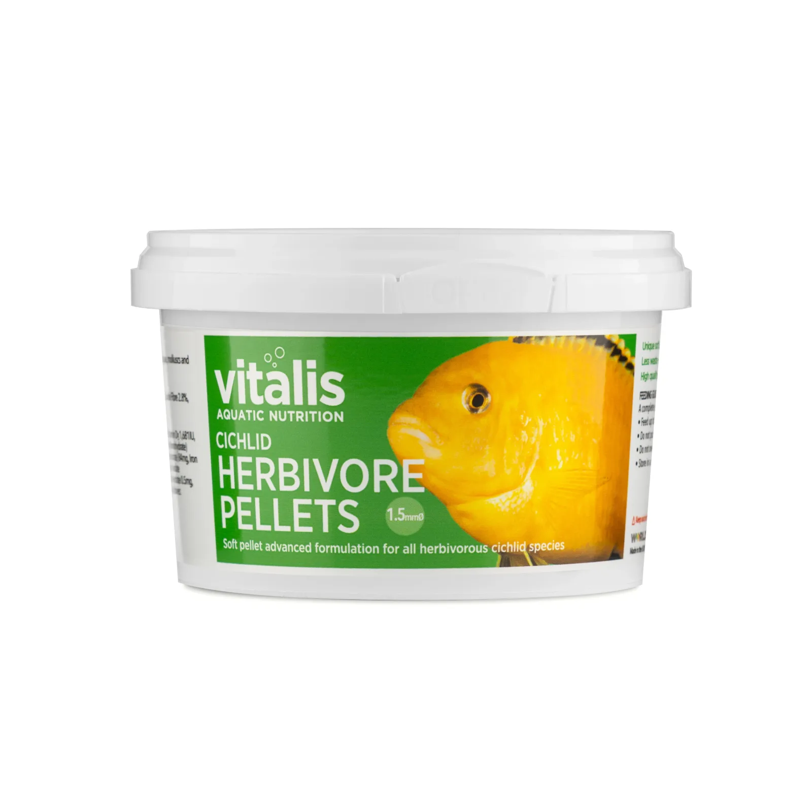 Cichlid Herbivore Pellets (1.5mm, 140g) - Vitalis