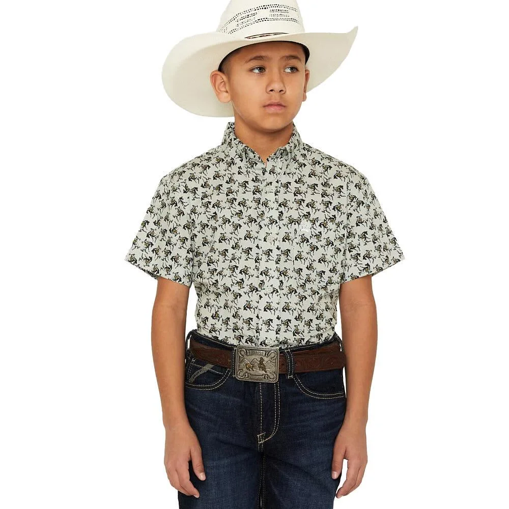 Cinch Boy's Grey Bucking Horse Shirt