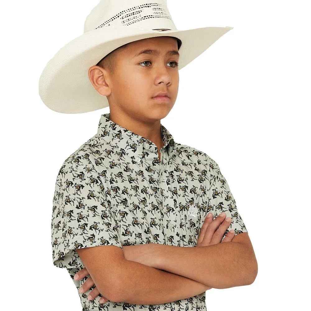 Cinch Boy's Grey Bucking Horse Shirt - Image 2