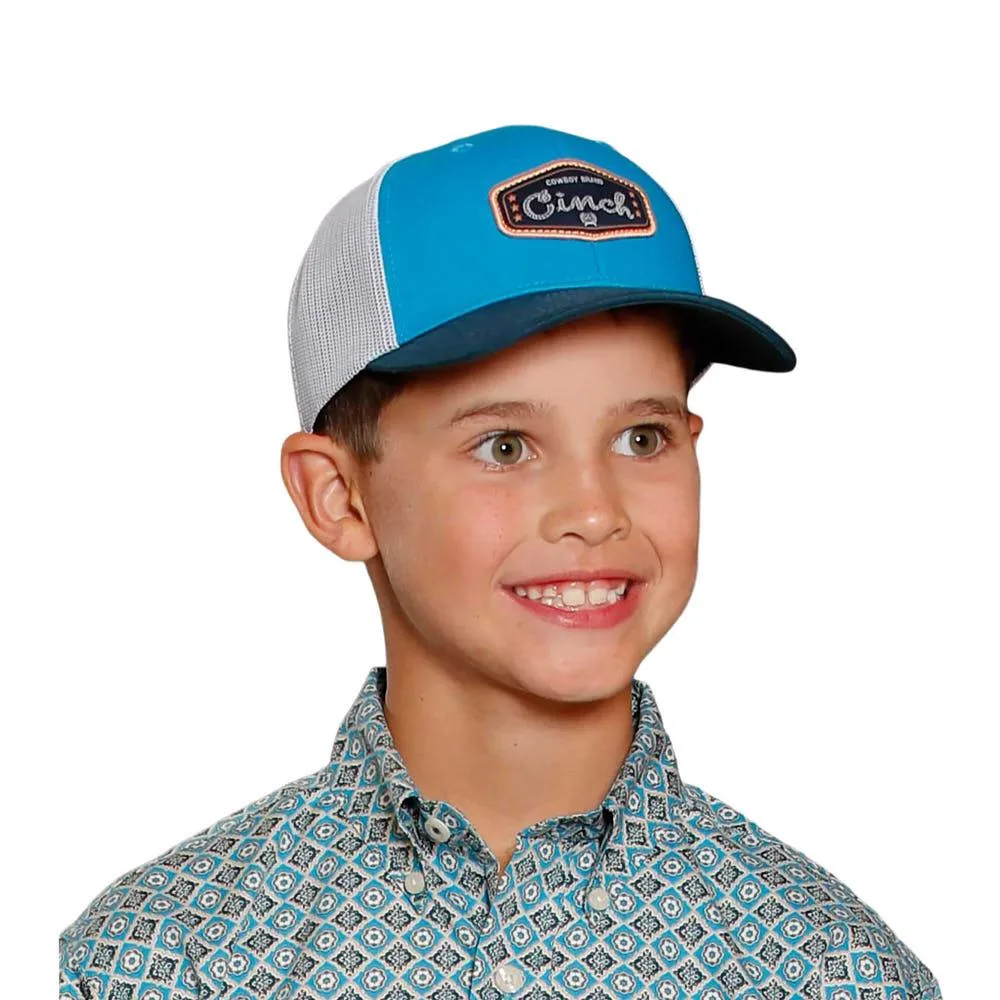 Cinch Boy's Logo Blue Trucker Cap