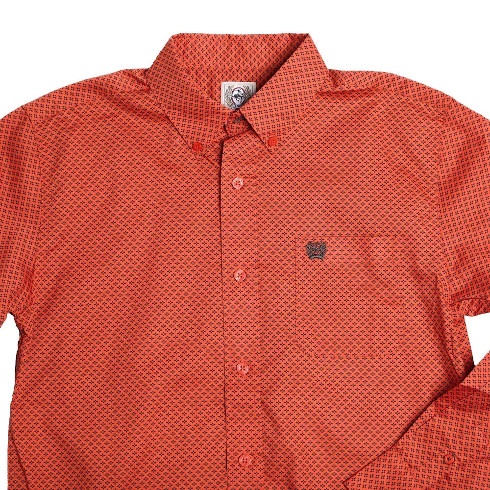 Cinch Boy's Red Printed Long Sleeve Button Shirt - Image 2