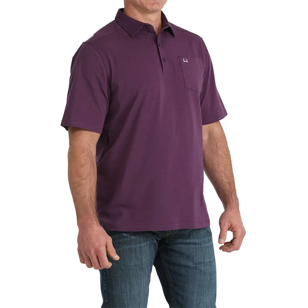 Cinch Men's Purple Print Short Sleeve ArenaFlex Polo - Image 2