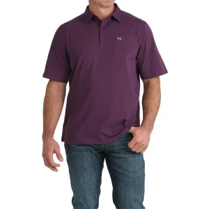 Cinch Men's Purple Print Short Sleeve ArenaFlex Polo