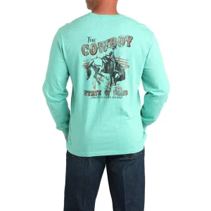 Cinch Turquoise Long Sleeve Cowboy State Of Mind Tee Shirt