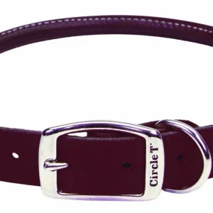 Circle T Latigo Leather Round Dog Collar Brown 5/8 in x 16 in