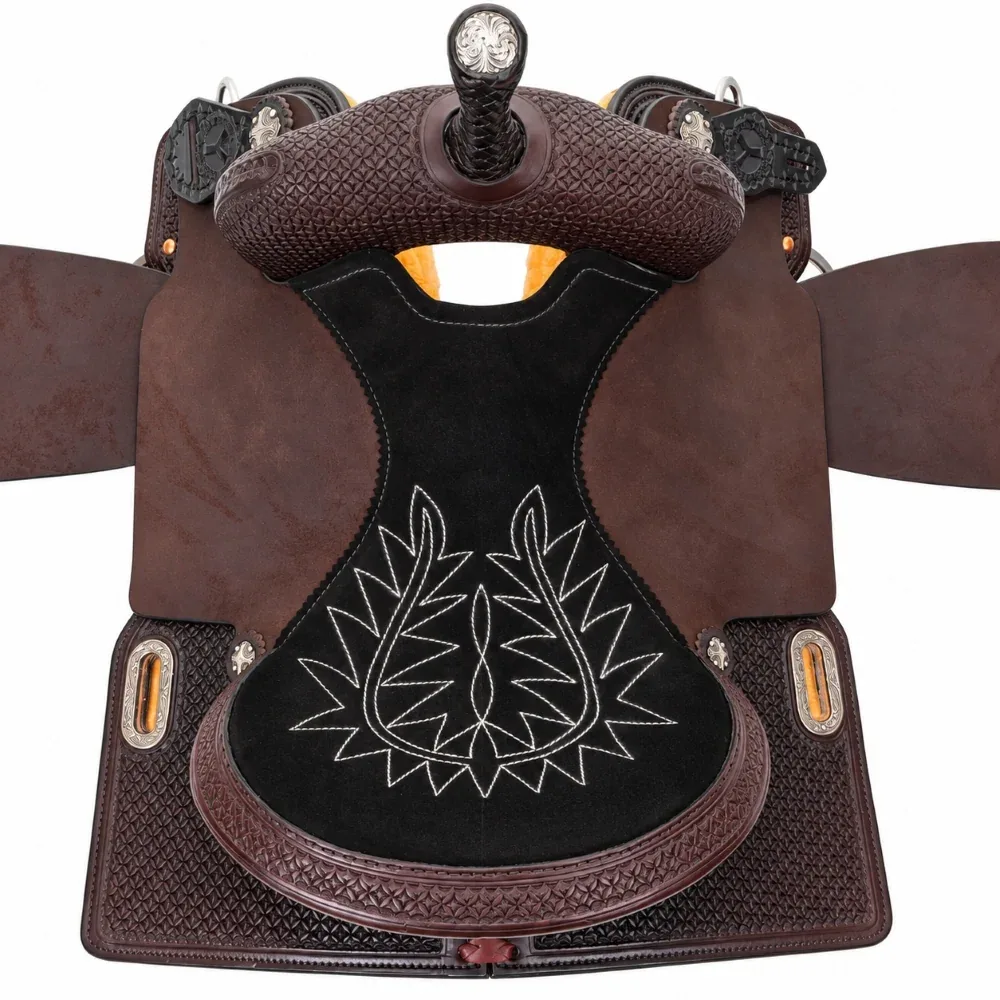 Circle Y Saddlery 14.5in Black Suede Seat Chrisley Barrel Saddle - Image 2