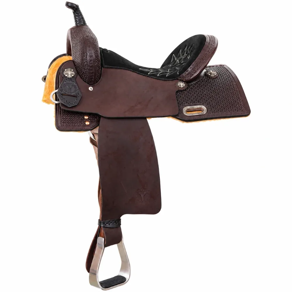 Circle Y Saddlery 14.5in Black Suede Seat Chrisley Barrel Saddle