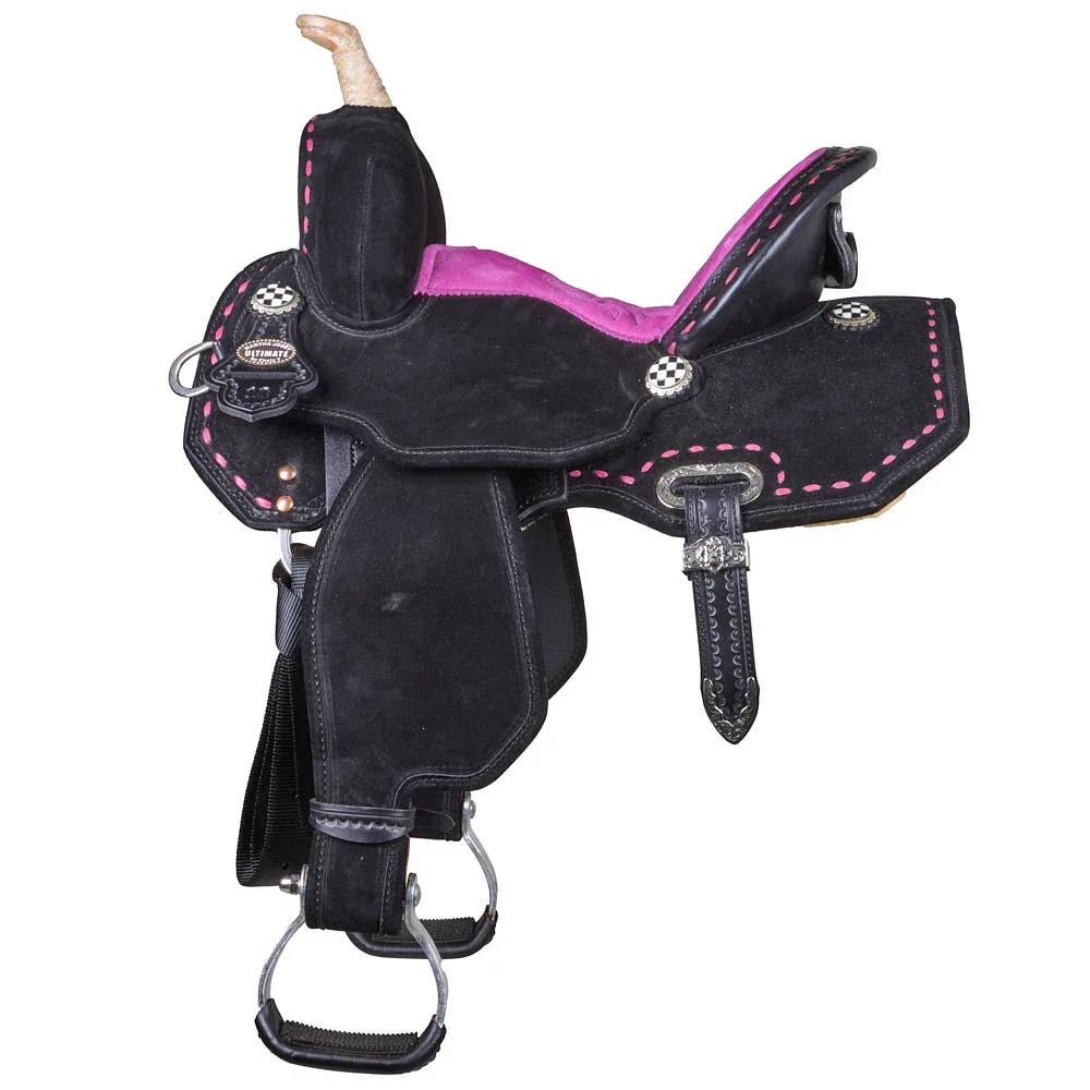 Circle Y Saddlery Lightweight Lightspeed 13in Black Pink Checkered Barrel Saddle - Image 2