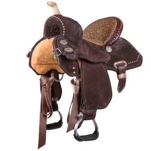 Circle Y Saddlery Lightweight Lightspeed Chocolate Cheetah 12in Barrel Saddle