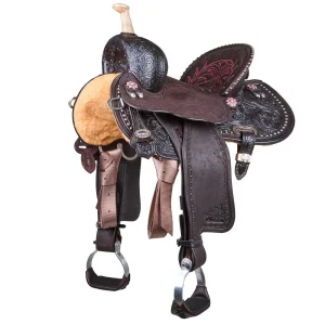 Circle Y Saddlery Ultimate Cash Chocolate and Pink 13.5in Barrel Saddle