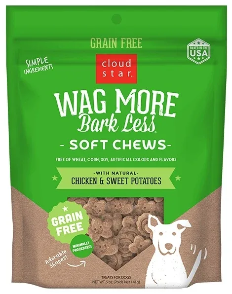 Cloud Star Wag More Bark Less Grain Free Soft & Chewy Treats with Chicken & Sweet Potato 5 Oz