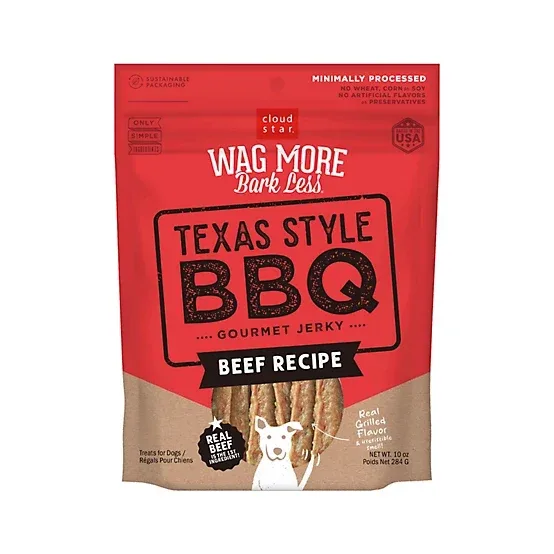 Cloud Star Wag More Bark Less Jerky Grain Free Dog Treats, Texas BBQ Beef, 10 oz.