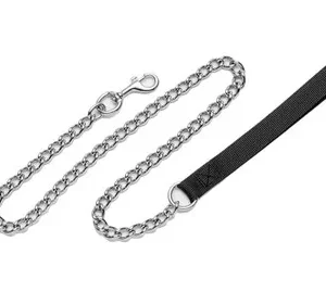 Coastal Titan Chain Dog Leash With Nylon Handle Red 2 Mm X 4 Ft