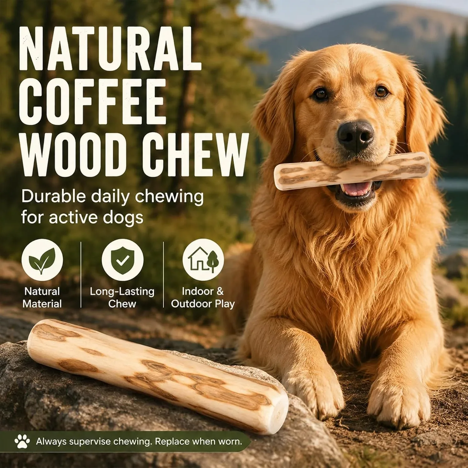 Coffee Wood Dog Chew Toy – Natural Long-Lasting Chewing Stick for Dogs - Image 2
