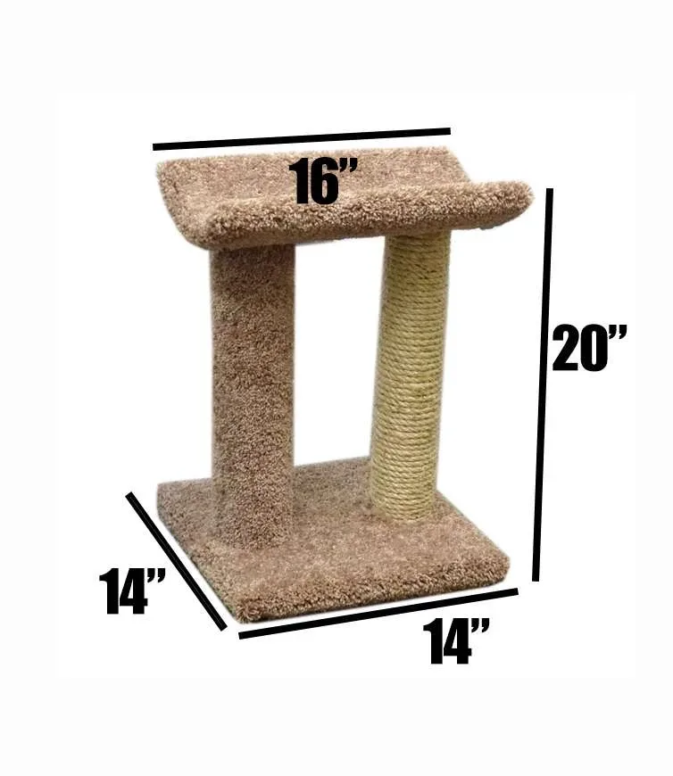 Compact Sisal Rope Cat Scratching Post with Perch | Solid Wood USA Made - Image 2