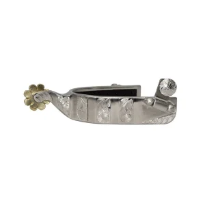 Cowboy Tack Rubber Inlayed Stainless Steel Brushed Large Roper Spurs