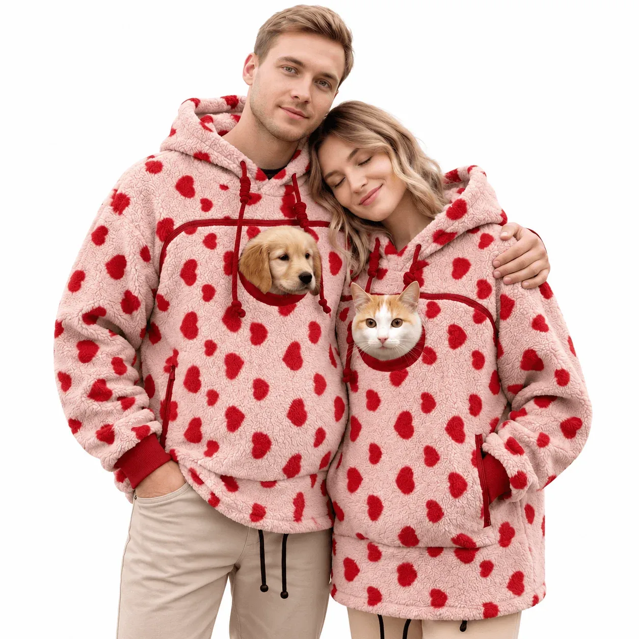 Cozy Pet Carrier Hoodie – Fleece Kangaroo Pouch for Cats & Small Dogs - Image 2