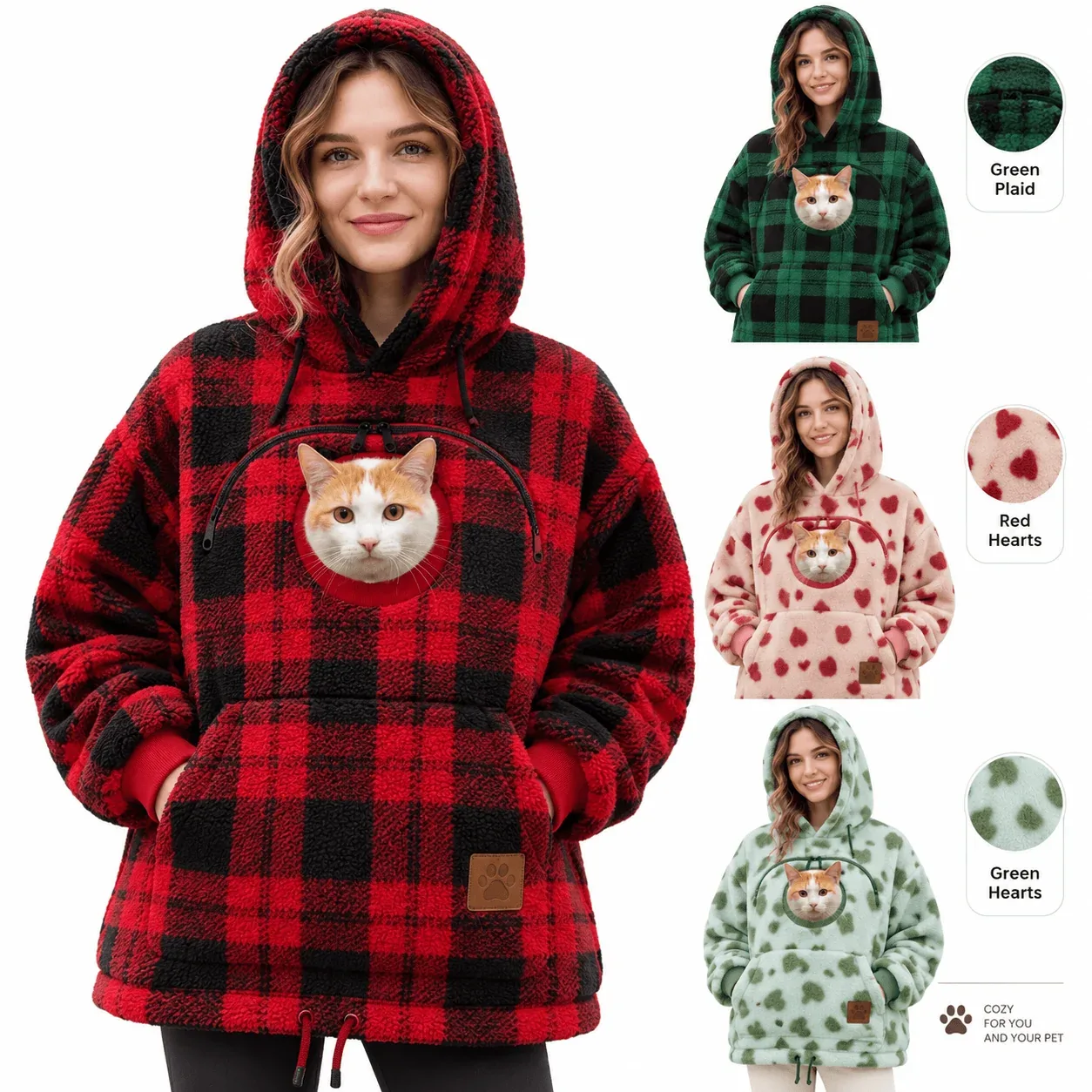 Cozy Pet Carrier Hoodie – Fleece Kangaroo Pouch for Cats & Small Dogs