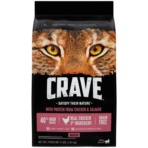 Crave Indoor Chicken & Salmon Dry Cat Food 4lb - Image 2