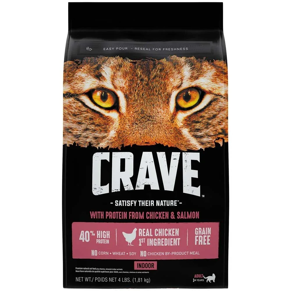 Crave Indoor Chicken & Salmon Dry Cat Food 4lb