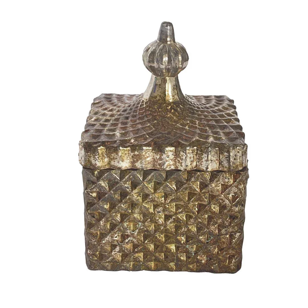 Creative Co-Op Embossed Mercury Glass Container - Image 2