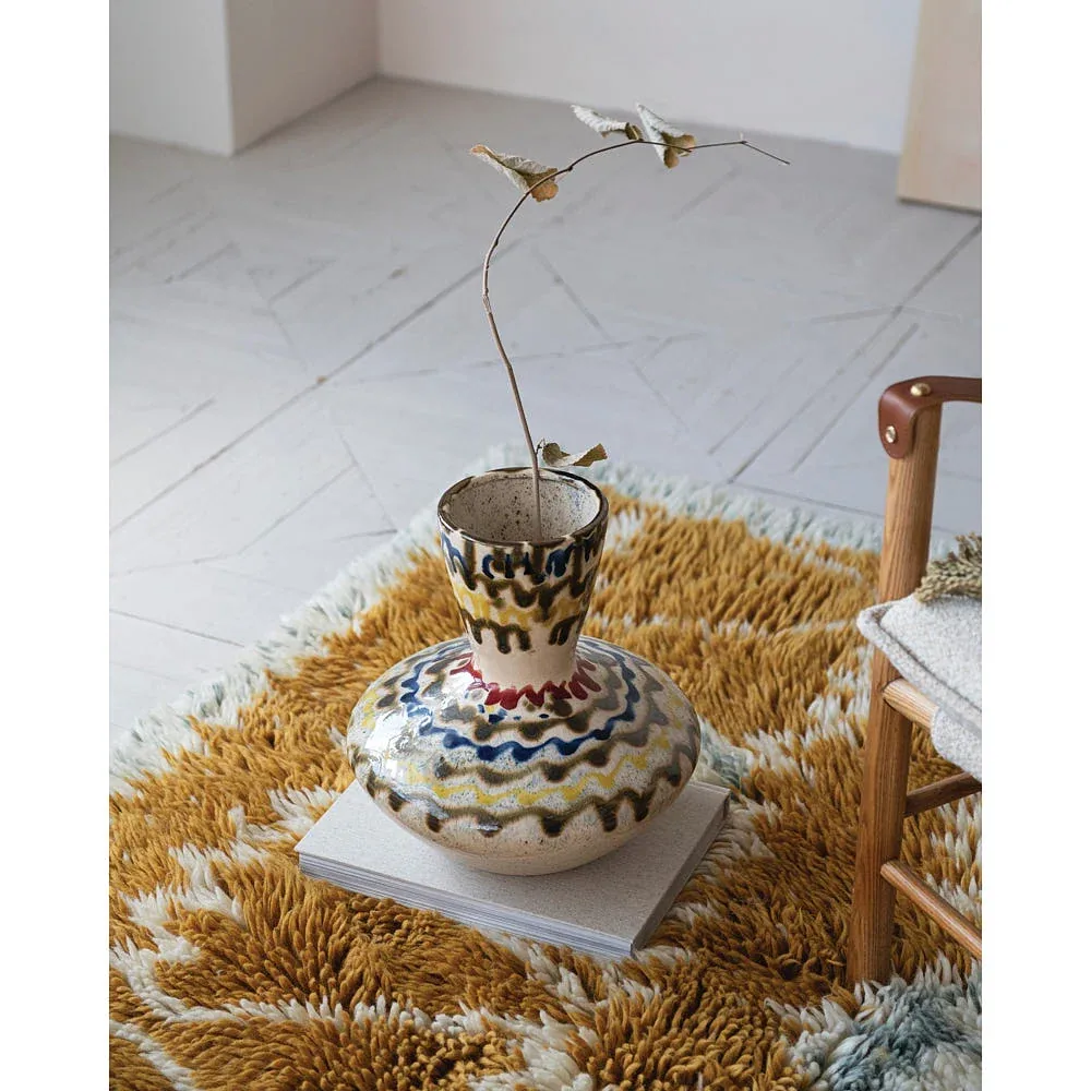 Creative Co-Op Hand Painted Stoneware Vase - Image 2