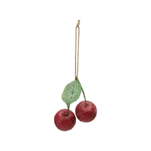 Creative Co-Op Paper Mache Cherry Ornament
