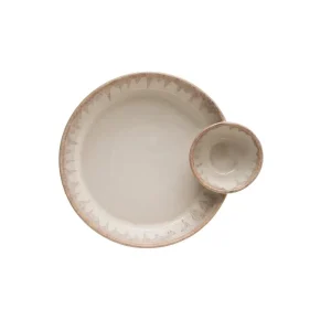 Creative Co-Op Stoneware Serving Sectioned Dish