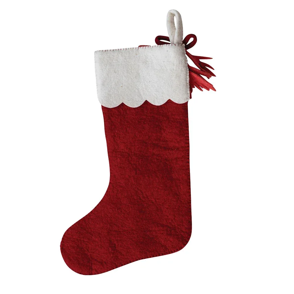 Creative Co-Op Wool Felt Pom Pom Stocking - Image 2