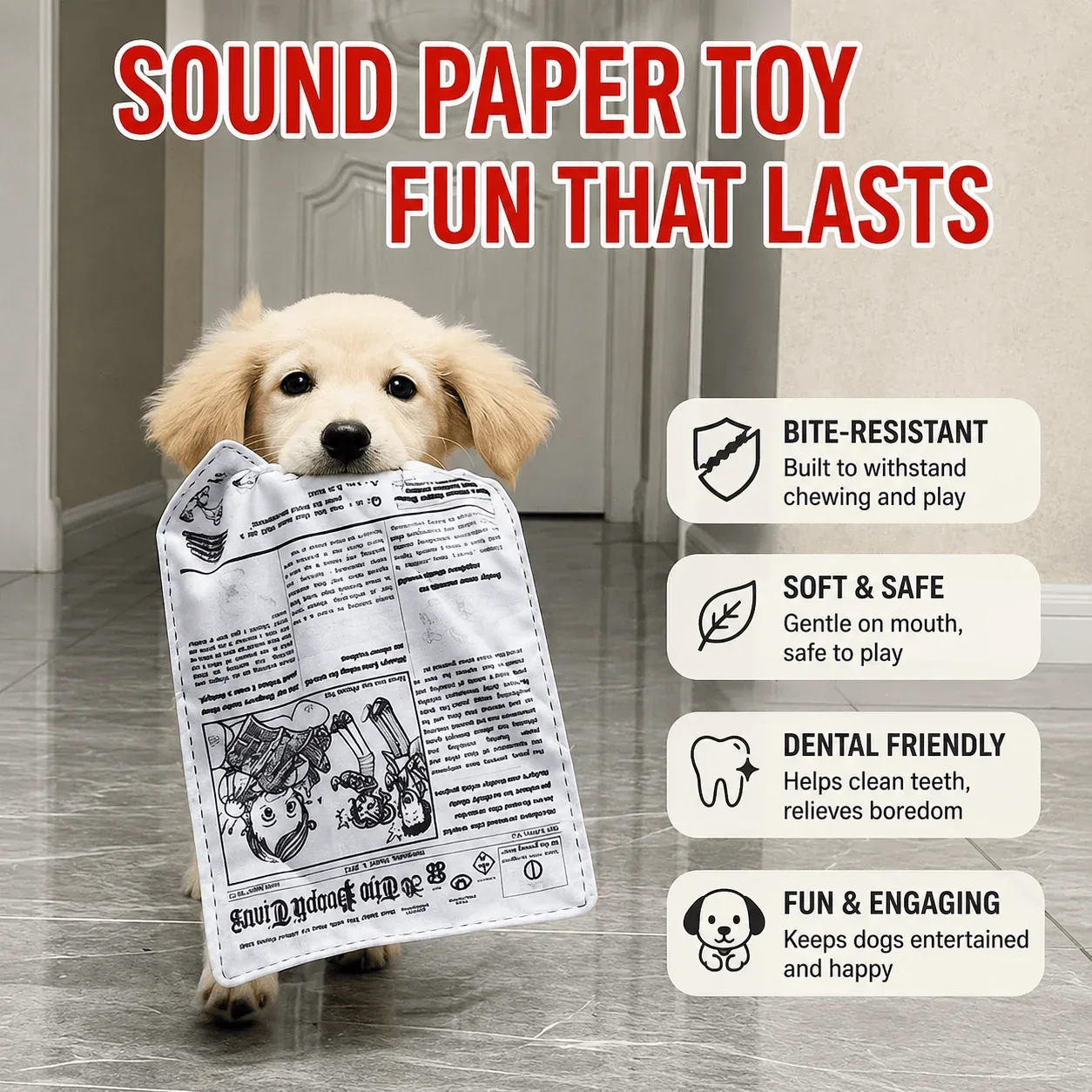 Crinkle Newspaper Dog Toy - Image 2