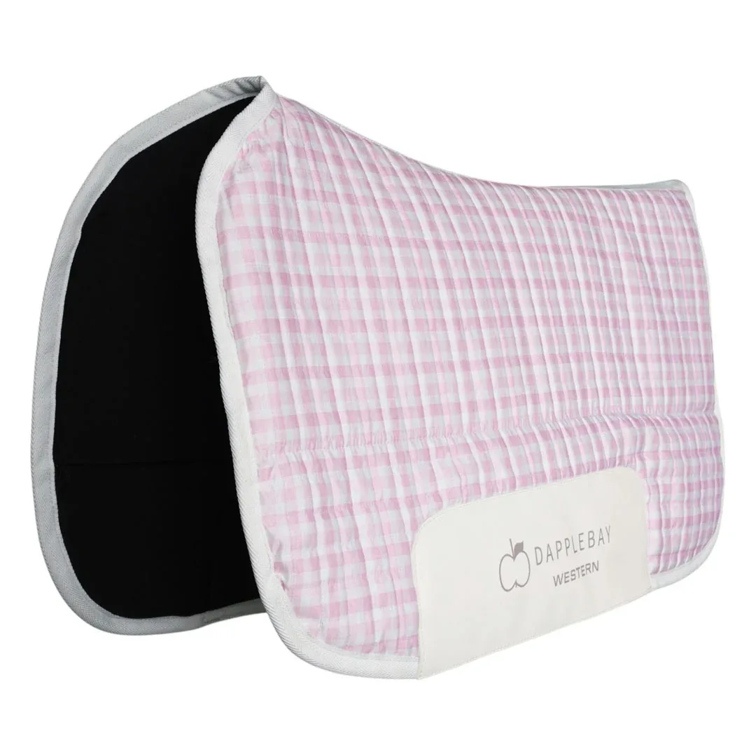 Dapplebay Gingham Western Saddle Pad-Pink/White-One Size - Image 2