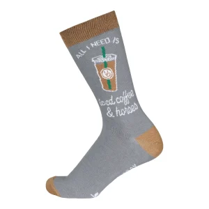 Dapplebay Iced Coffee & Horses Knit Crew Socks