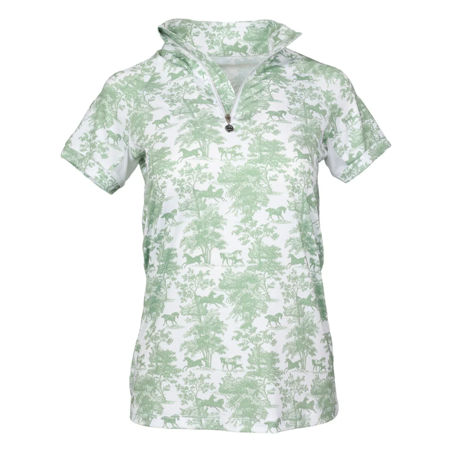Dapplebay Kids Equestrian Toile 1/4 Zip Short Sleeve Top - Image 2