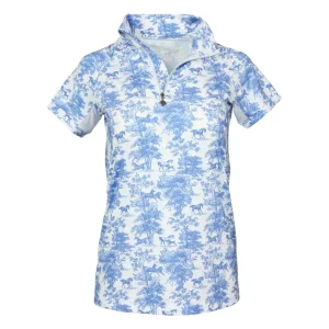 Dapplebay Kids Equestrian Toile 1/4 Zip Short Sleeve Top