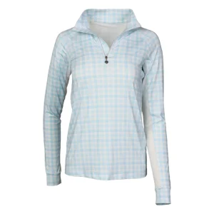 Dapplebay Ladies Gingham 1/4 Zip Long Sleeve Riding Top