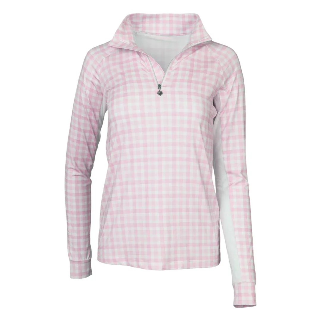 Dapplebay Kids Gingham 1/4 Zip Long Sleeve Riding Top