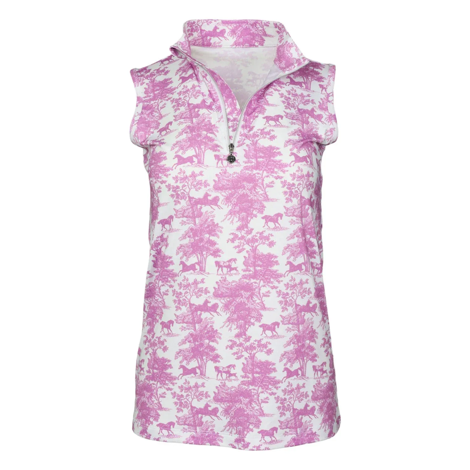 Dapplebay Ladies Equestrian Toile 1/4 Zip Sleeveless Light Riding Top - Image 2