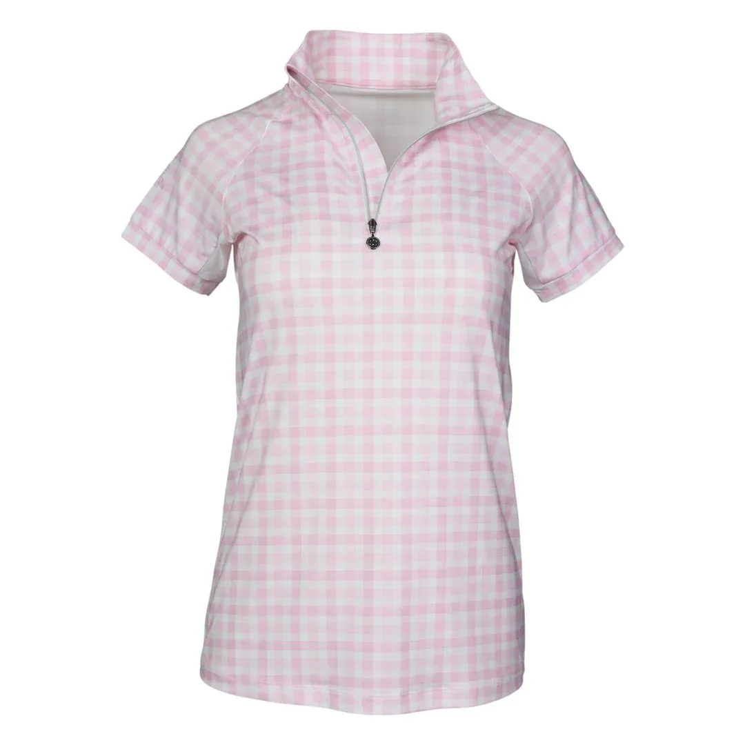 Dapplebay Kids Gingham Short Sleeve 1/4 Zip Riding Top