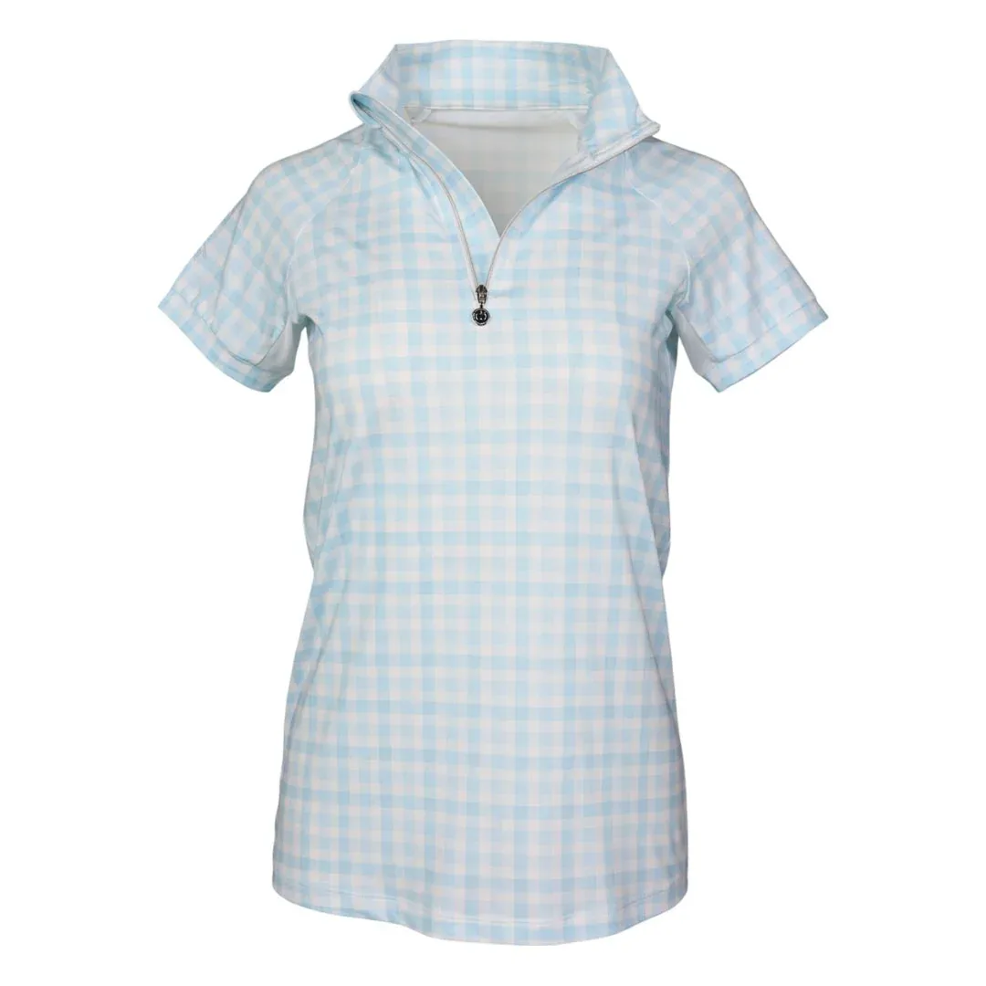Dapplebay Kids Gingham Short Sleeve 1/4 Zip Riding Top - Image 2