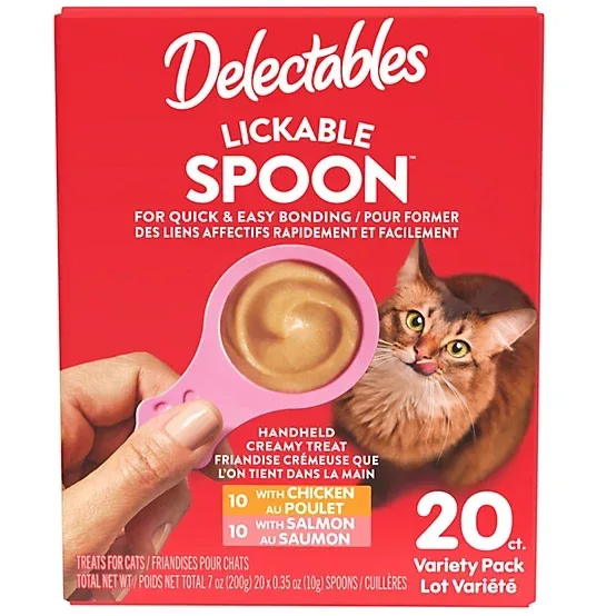 Delectables Lickable Spoon Variety Pack Handheld Creamy Cat Treat, 20 ct.