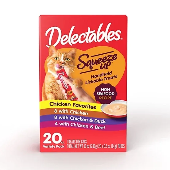 Delectables Squeeze-Up Chicken Favorites Variety Pack Lickable Cat Treats, 20 ct.