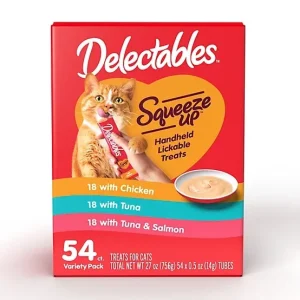 Delectables Squeeze-Up Chicken, Tuna and Tuna and Salmon Variety Pack Lickable Cat Treats, 54 ct.