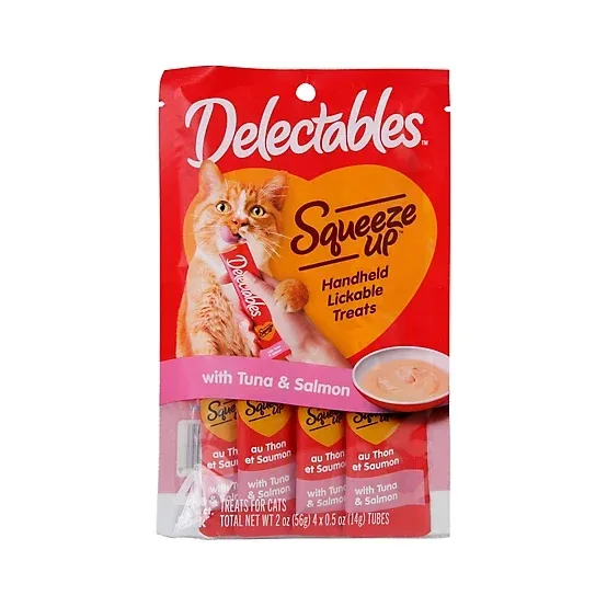 Delectables Squeeze-Up Tuna and Salmon Lickable Cat Treat, 4 ct.