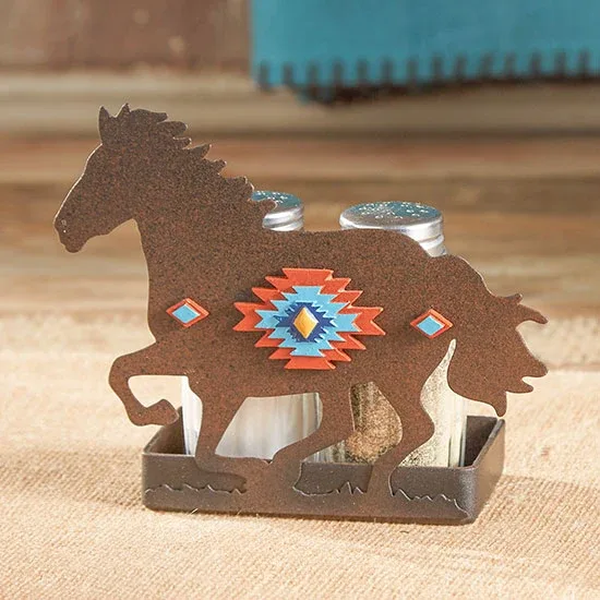 Deleon Pecos Horse Salt and Pepper Holder Set