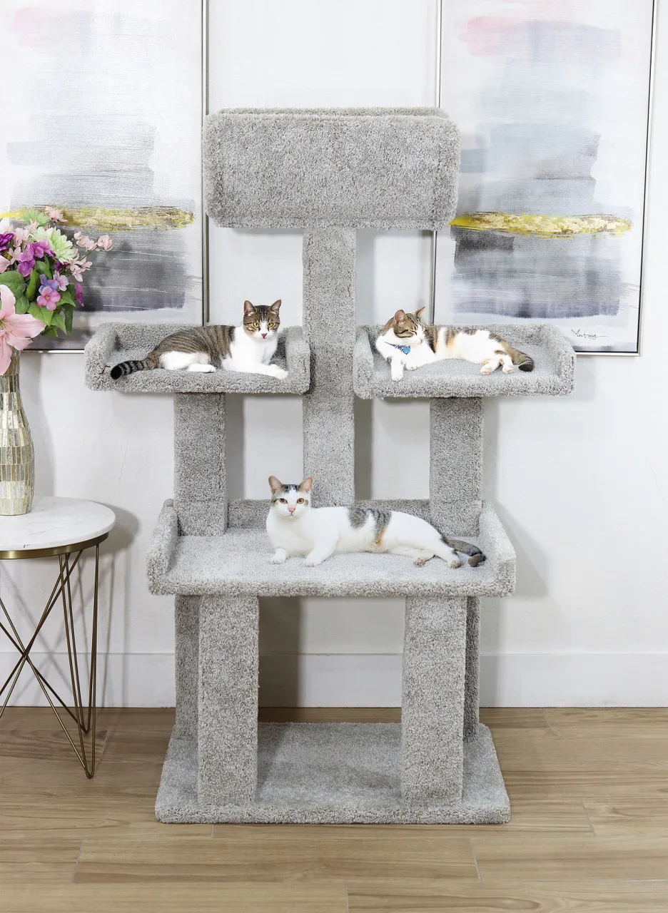 Deluxe Multi-Level Carpet Cat Tower – Handcrafted Cat Furniture for Large Cats