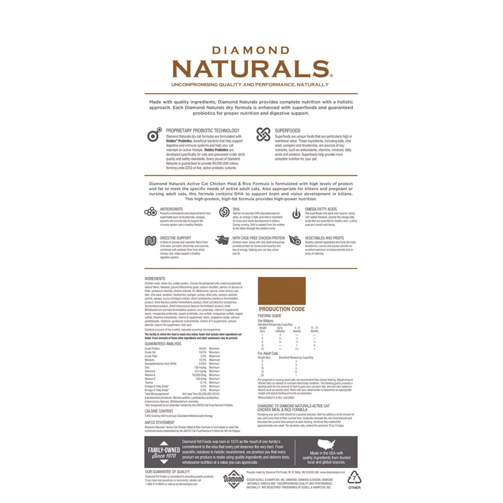 Diamond Naturals Active Cat Chicken Meal & Rice Formula Dry Cat Food - Image 2