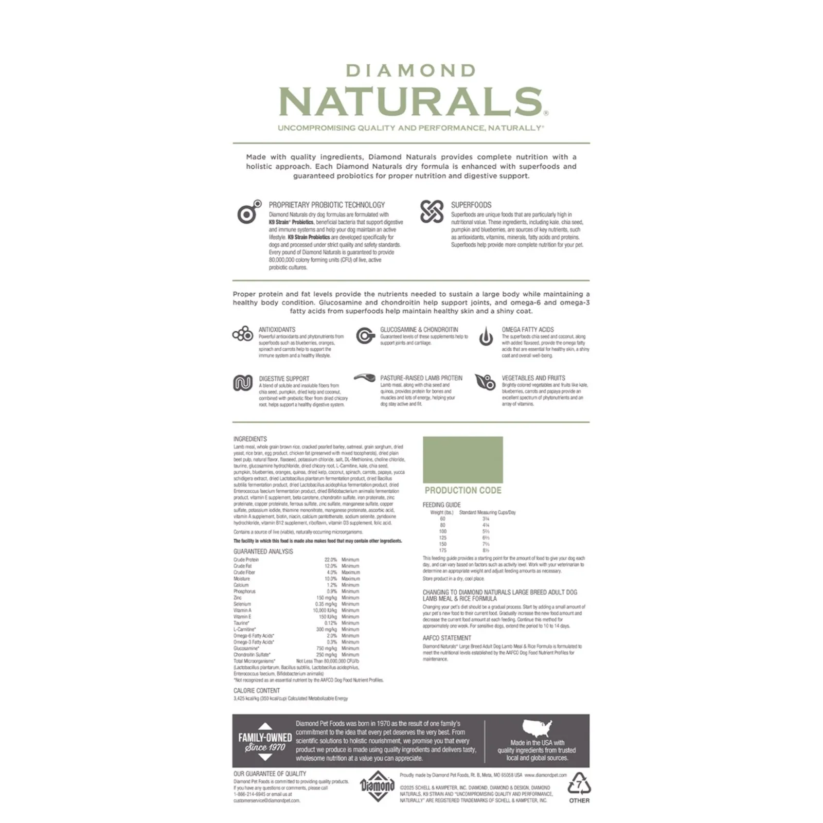 Diamond Naturals Large Breed Adult Lamb and Rice Formula Dry Dog Food, 40 lb. Bag - Image 2